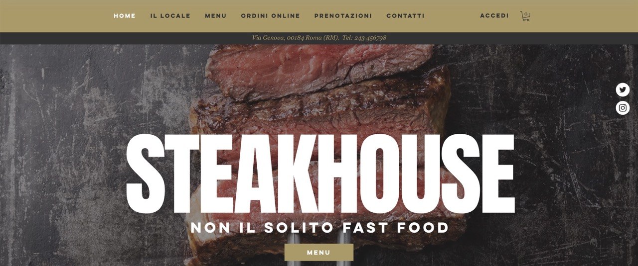 Sito Steakhouse dal portfolio di 99Agency
